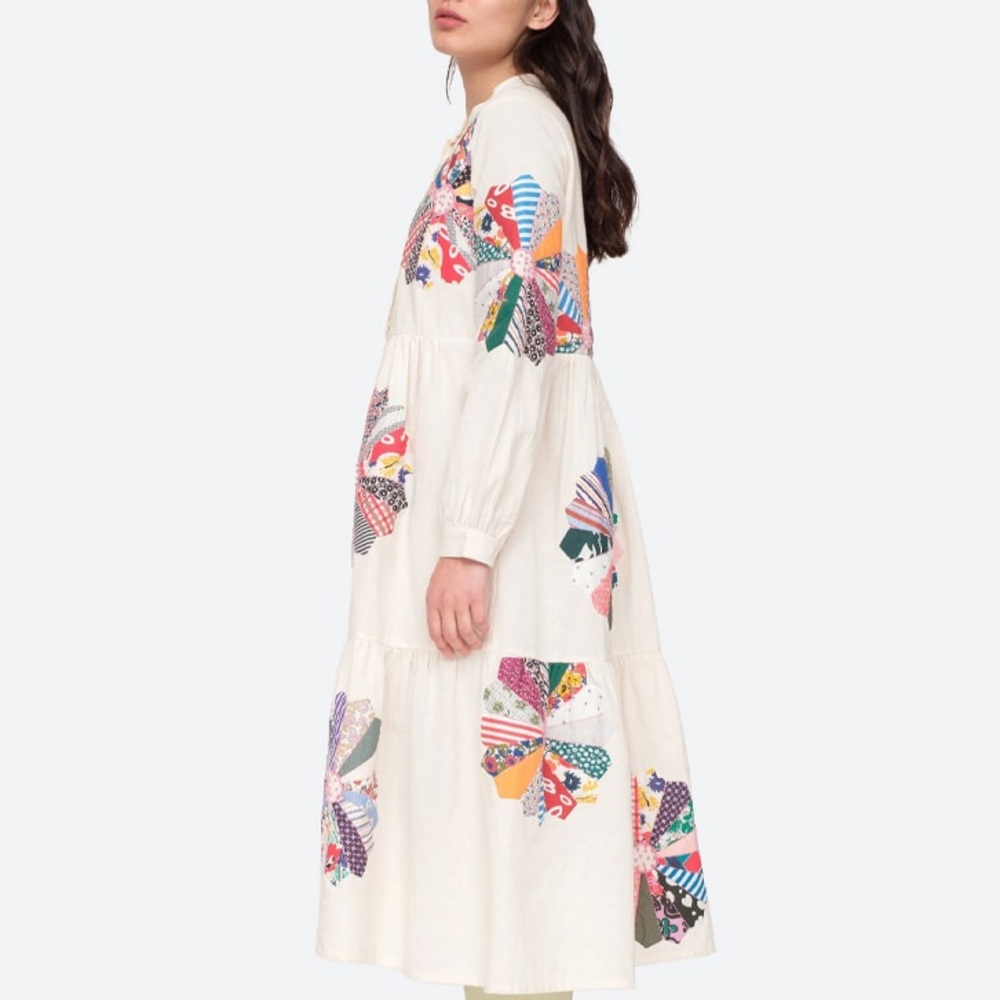 Sea NY Floral multicolor Patchwork Paloma shirt dress medium - Picture 5 of 13